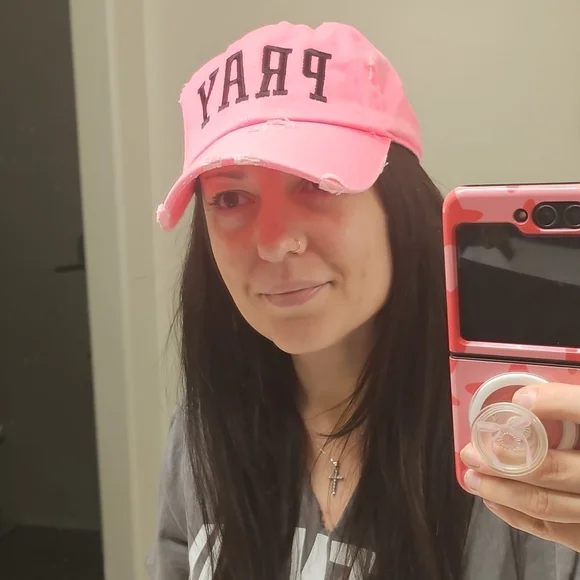 Pink 'PRAY' Baseball Cap - Picture 6 of 7